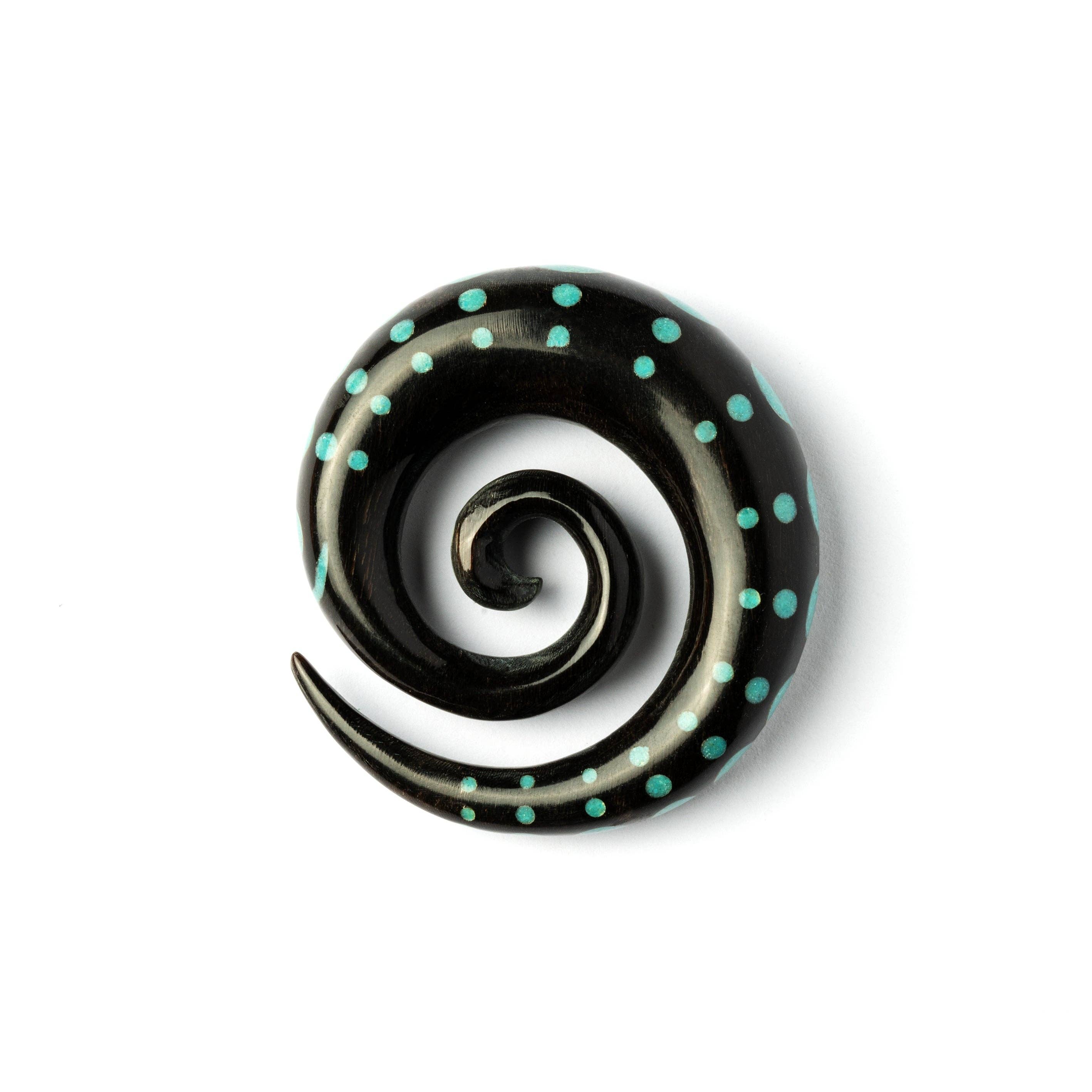 Tribu - Wholesale Gauge/plug earrings - Dotted Spiral Gauges with Stone Inlay10