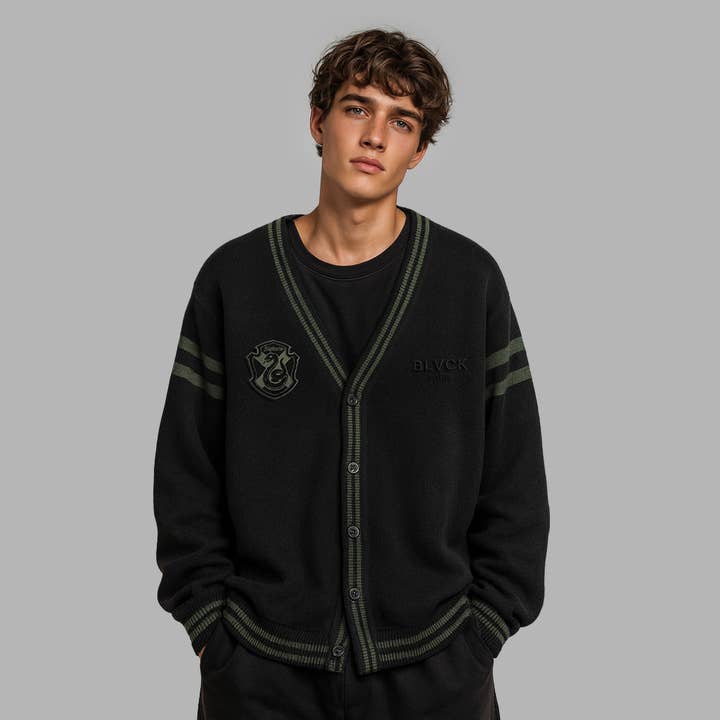 Blvck Paris - Wholesale Cardigan - Men's - Harry Potter x Blvck Slytherin Cardigan2