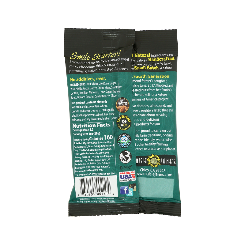 Maisie Jane’s - Wholesale Chocolate Covered Sweets - Milk Chocolate Almonds, Snack Pack, (36ct, 6/6POS) 1.7 oz.1