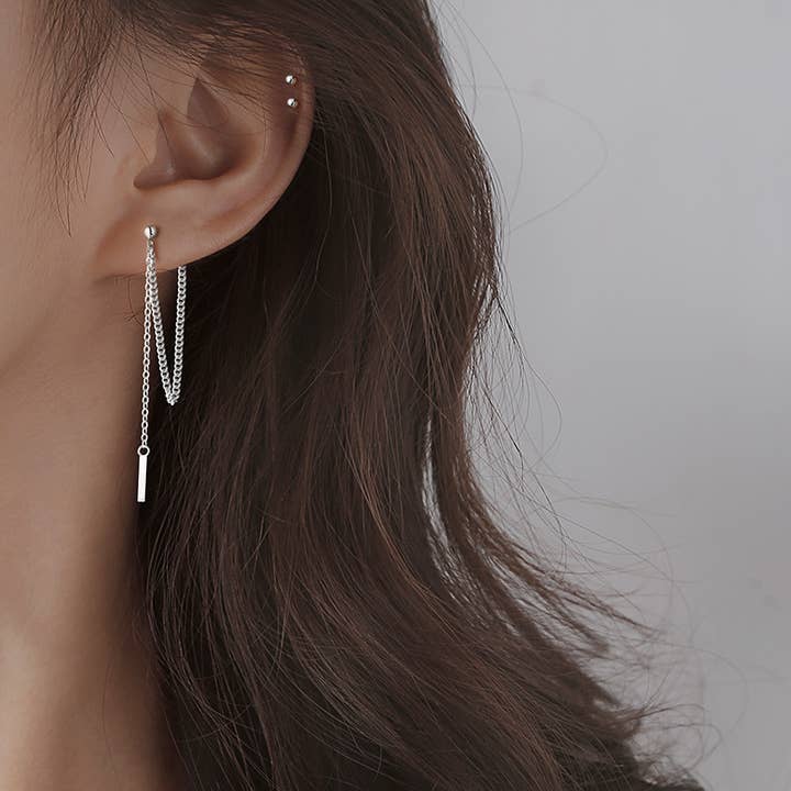 Silver Dangle Earring with Chain for wholesale by Gemscape UK