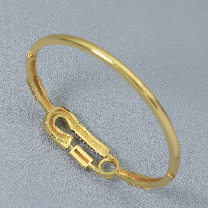 BestBeads&Beyond - Wholesale Cuff Bracelet - Gold CZ Pave Thin Toggle Handcuff Cuff bracelet, sku#JL1182