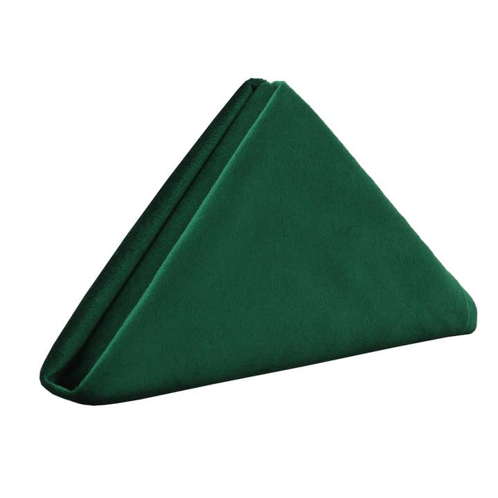YOUR CHAIR COVERS - Wholesale Dinner & Cloth Napkin - 10 Pack 20 Inch Velvet Cloth Napkins Emerald Green