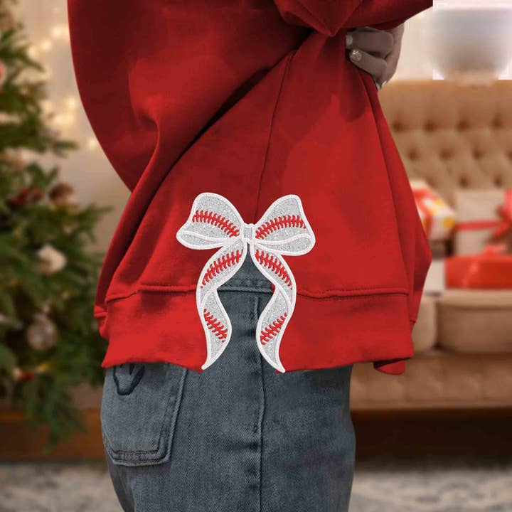 Baseball Side Bow, Embroidered Side Bow Sweatshirt for wholesale by NVC Ecommerce LLC