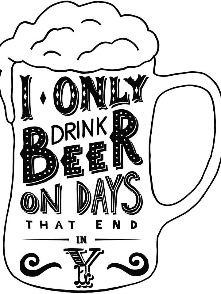 I only drink beer on days that end in y - Large Cotton Tea T for wholesale by Half a Donkey