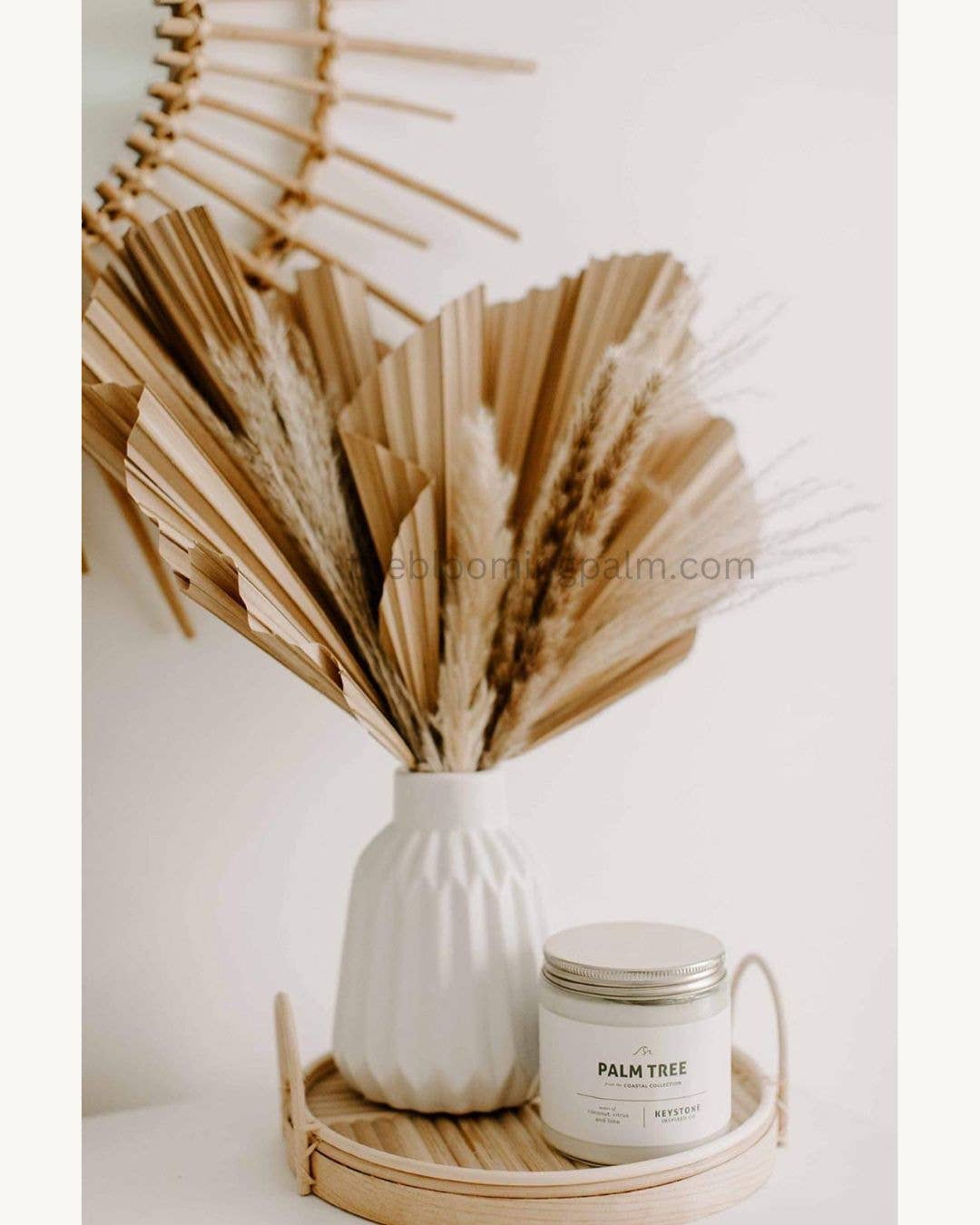 The Blooming Palm - Wholesale Retailer Sample - Home Decor - 14" PINK SunDried Painted Palm Leaf Decor, SAME DAY SHP  1