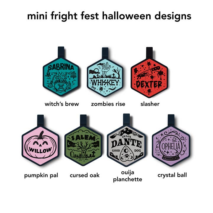 Etiquetas de identificación de silicona Mini Fright Fest Halloween para venta al por mayor de Besties Pets