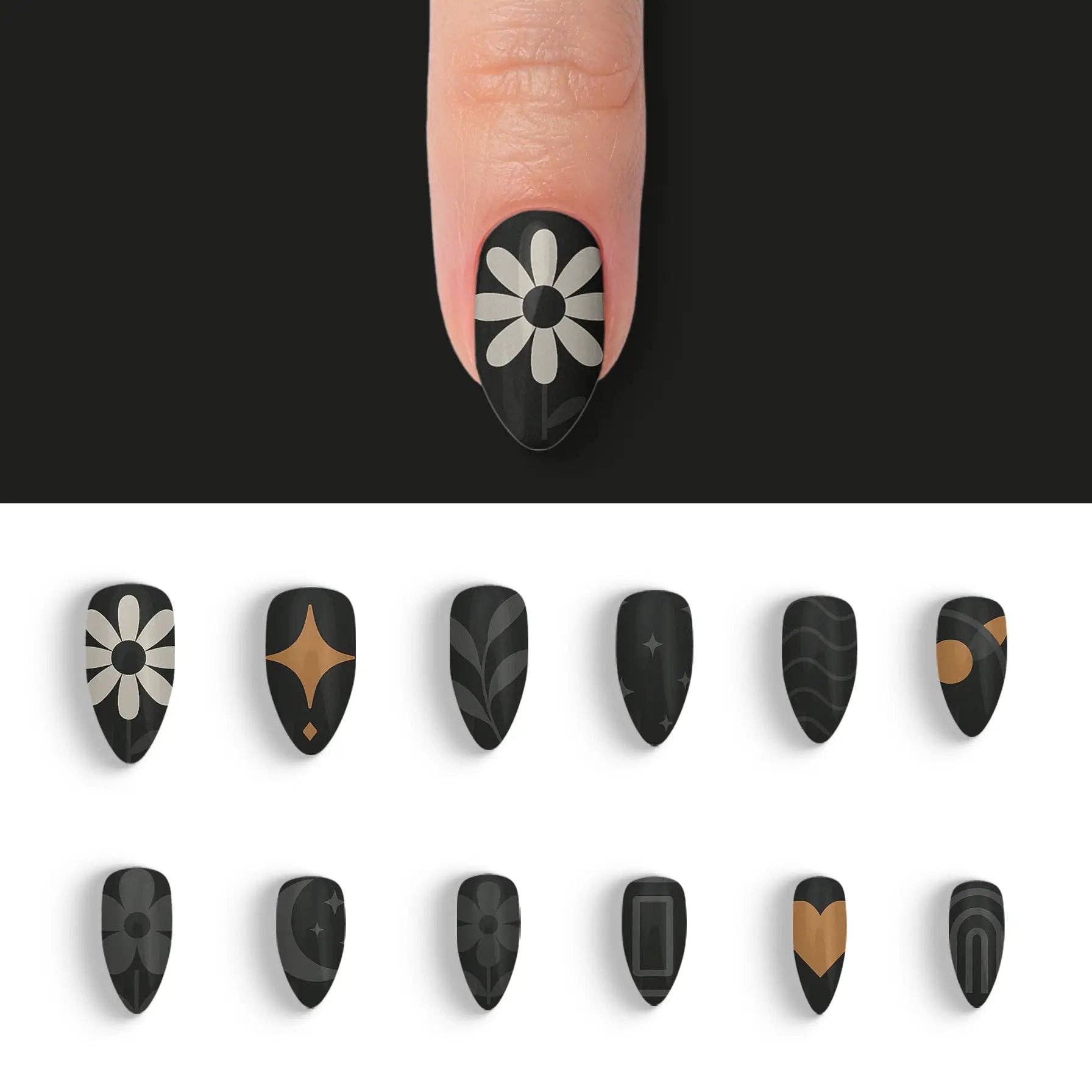 FYNE BODY - Wholesale Press-on/fake nails - Midnight Sunbeam Black Summer Press-On Nails1