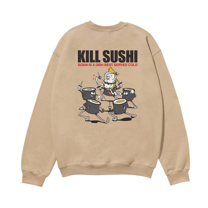 Kill Sushi Heavyweight Organic Sweatshirt Sand for wholesale by Weekend Concept