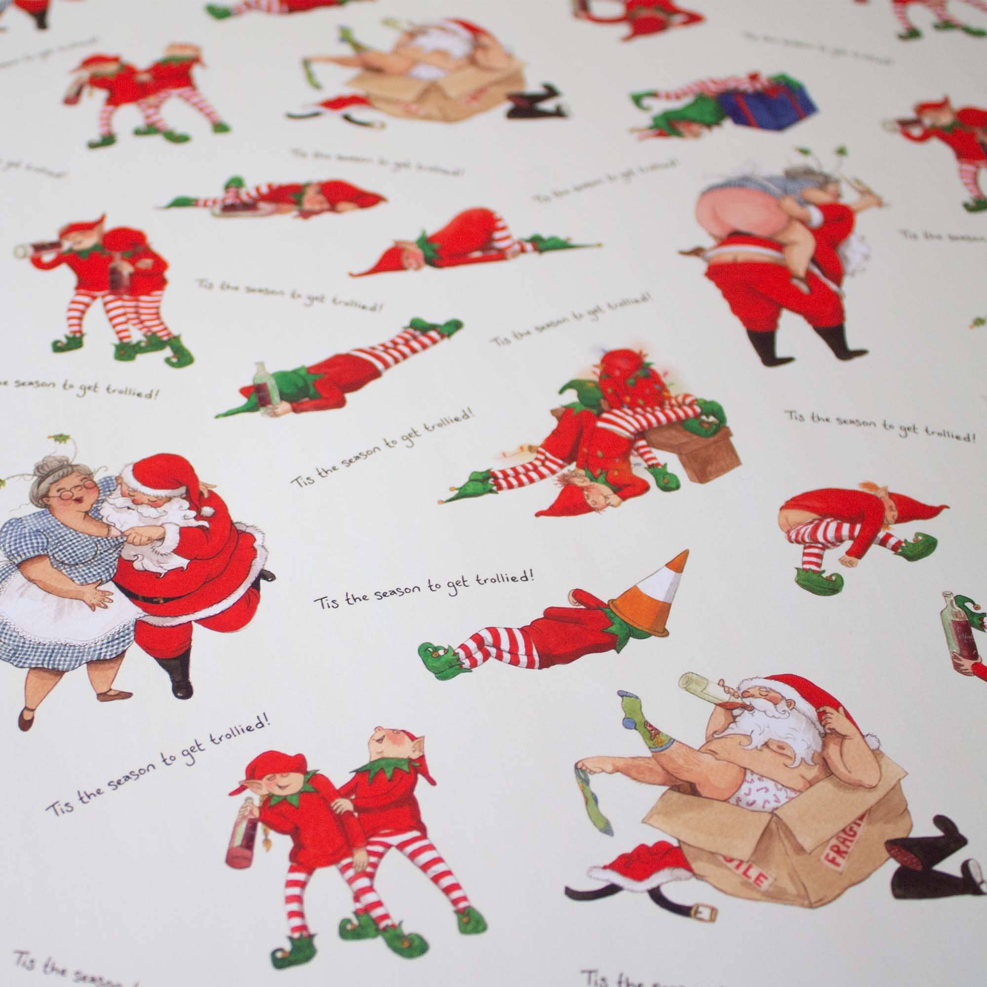 Hes Designs - Venta al por mayor Sobre de papel de regalo - Papel de regalo navideño, papel de regalo de Papá Noel y elfo de Fun Drunk1