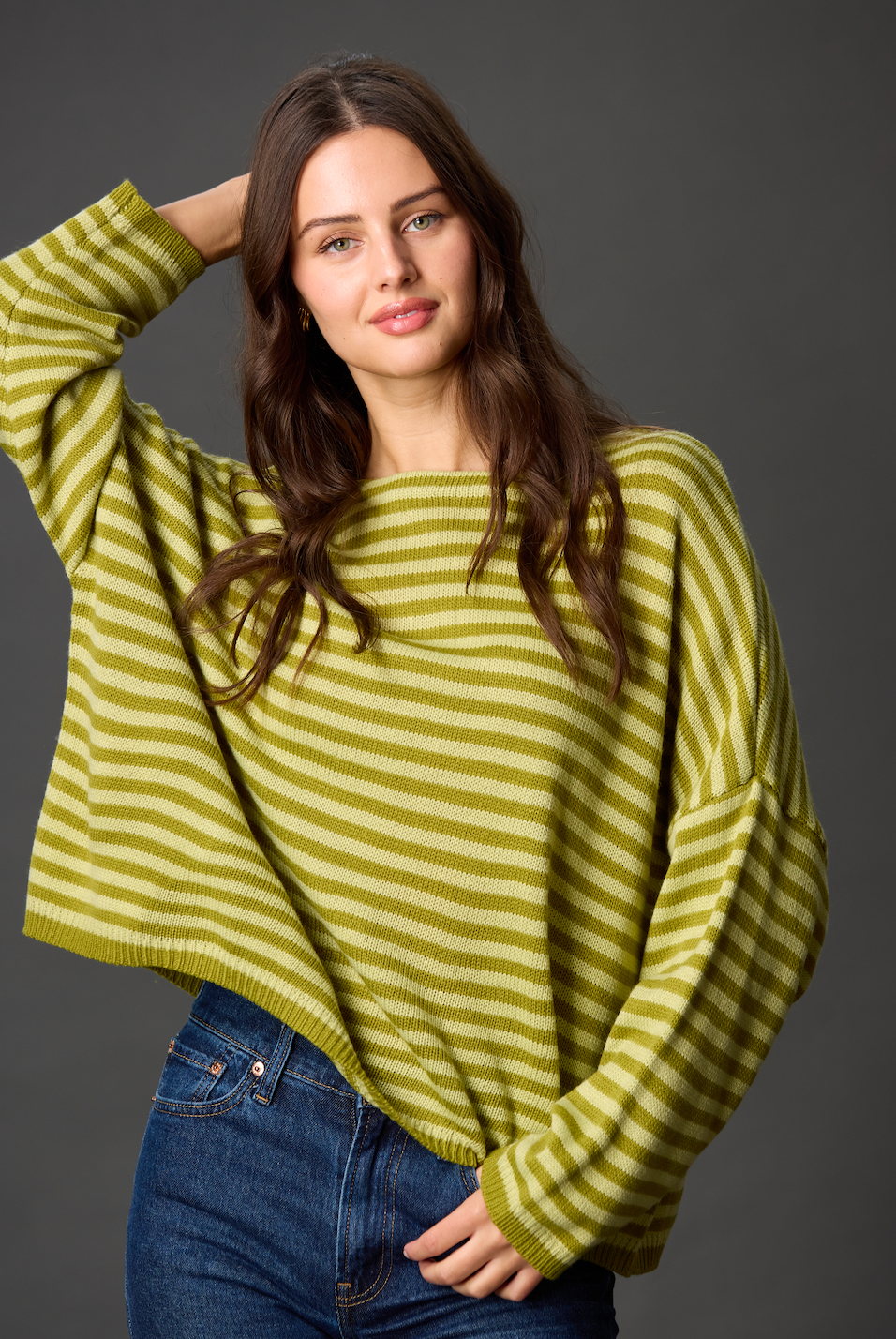 Before You Collection - Wholesale Knit Sweater - Women's - Striped T-Body Sweater36