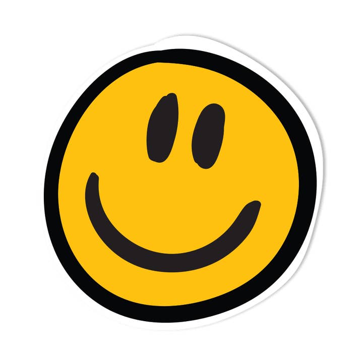 Yellow Smiley Face Sticker for wholesale by Sticker Shuttle