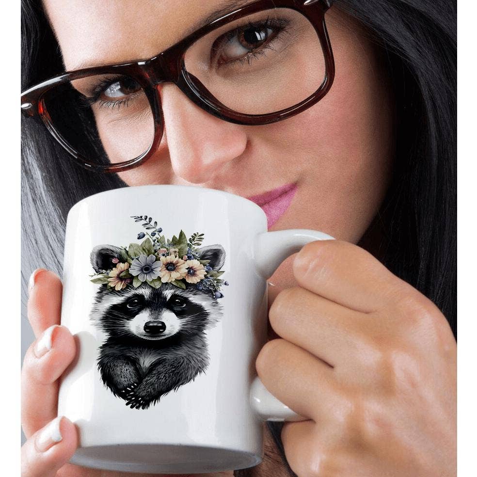 3dRose - Wholesale Coffee Mug - 3dRose, Floral Racoon Illustration, Mug9