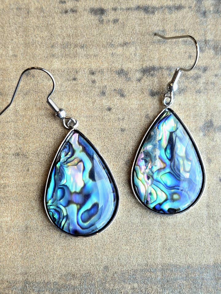 Teardrop Abalone Shell - Beach Ocean Earrings for wholesale by Mabel's Way