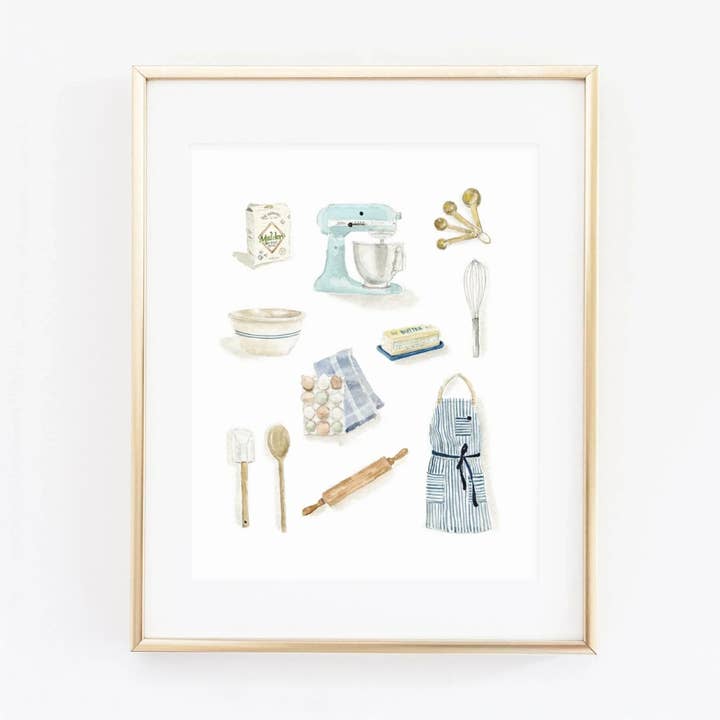 impressão de arte de parede em aquarela de pastelaria por atacado de emily lex studio