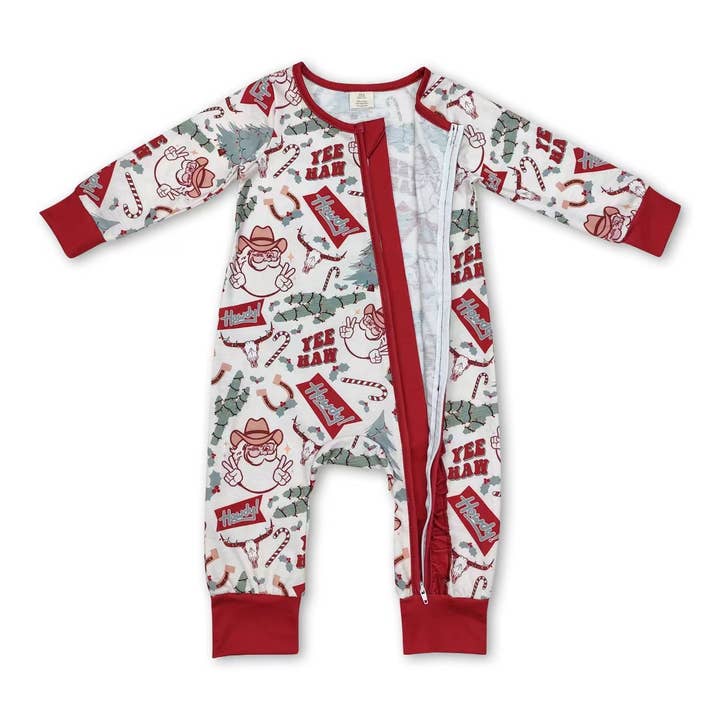 Yawoo Garments - Vente Haut et bas de pyjama – enfant - Pyjama en bambou pour enfants avec arbre de Noël, cactus et père Noël5