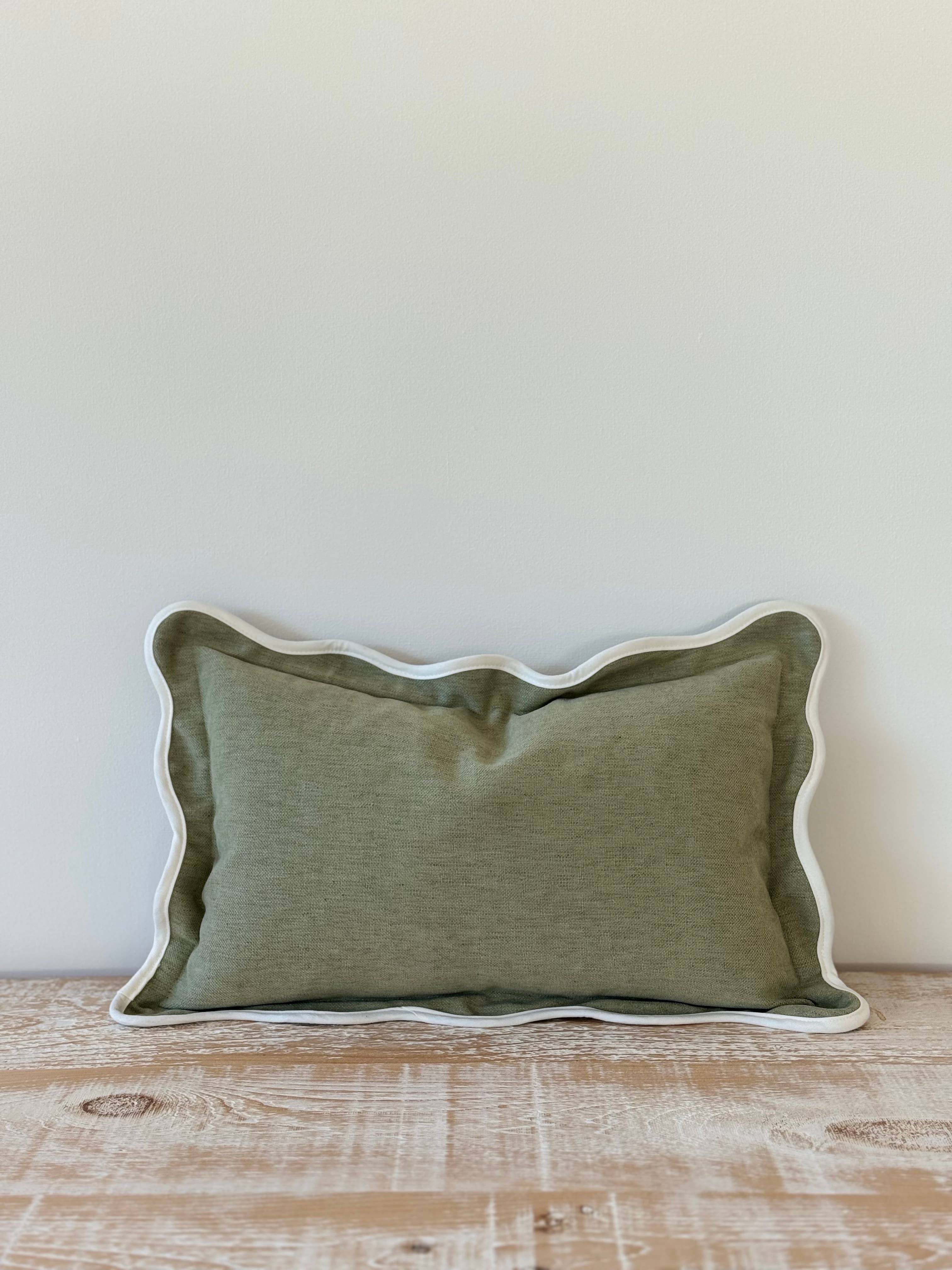 Ellenvale Trade – wholesale Throw pillow cover – Chloe Sage Scalloped Edge Cushion 50x301