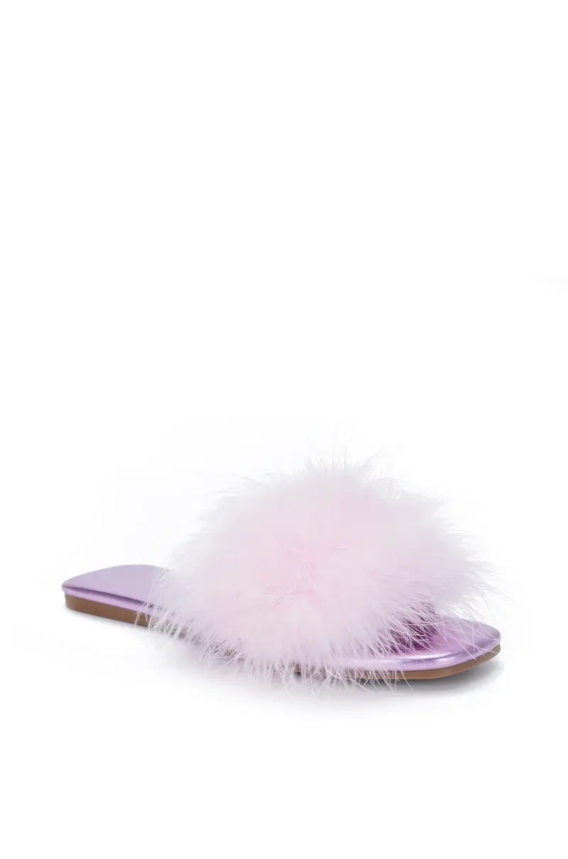 Range Indoor Flat Sandals Thick Sole Strappy Faux Furry Plush Fluffy Slide-  | eBay