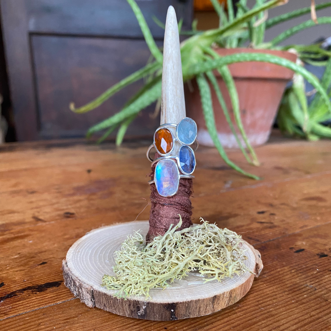 Seeds - Wholesale Single Stone/Solitaire Ring - Sterling Silver Band Abstract Stone Ring Moonstone, Kyanite 8