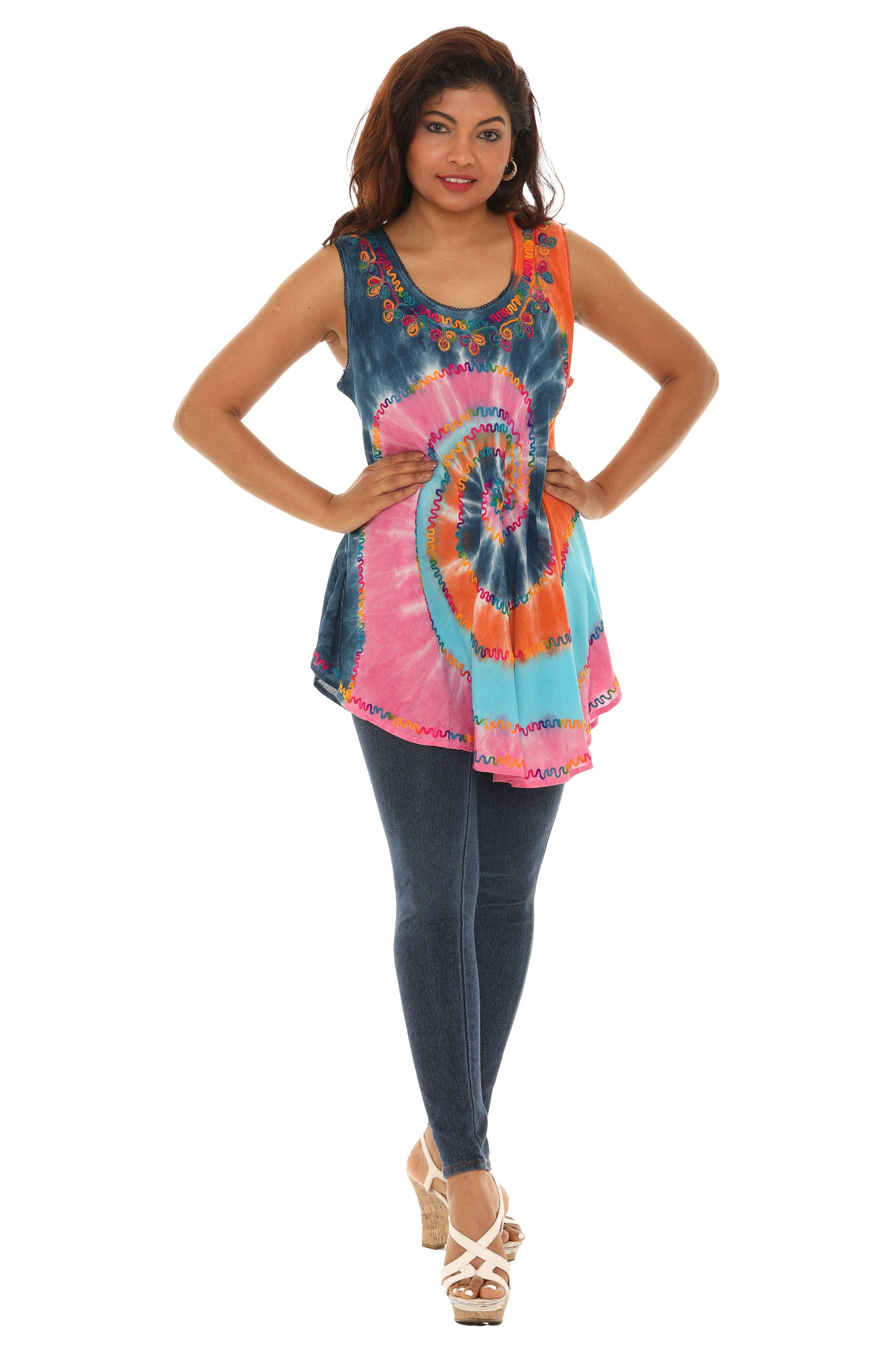 Shoreline Wear. INC - Wholesale Tunic - Women's - Tie-Dye Swirl Sleeveless Scoop Neck Top10