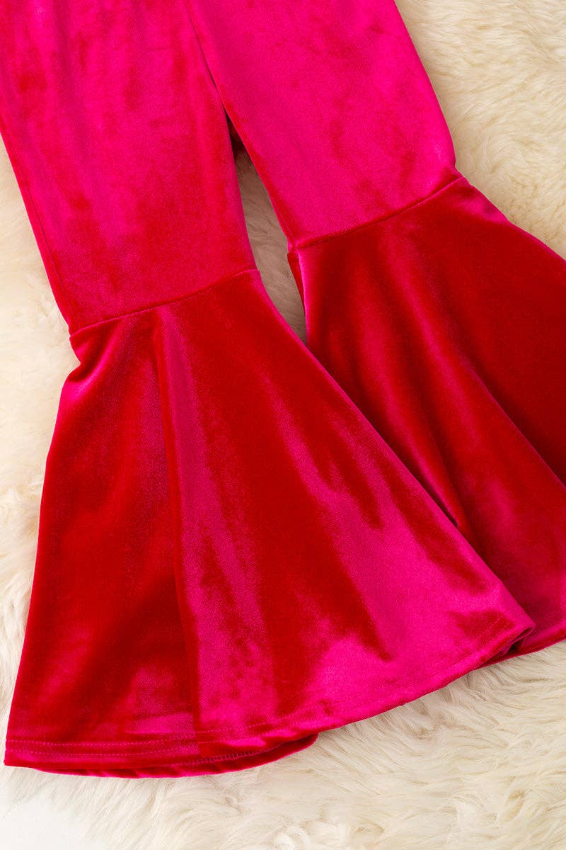 Kids Charm Online - Wholesale Jumpsuit - Kids - Christmas character on fuchsia velvety fabric romper. PNG50763 SOL3