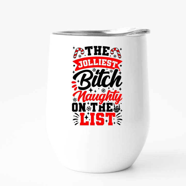 Jolliest Bitch Weinglas, lustige Weihnachtstasse, Traveler für den Großhandel von Fbombs & Booze