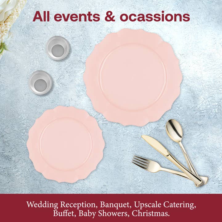 Smarty had a Party - Wholesale Dinnerware Set - Pearl Pink Round Lotus Dinnerware Value Set - 20 Sets