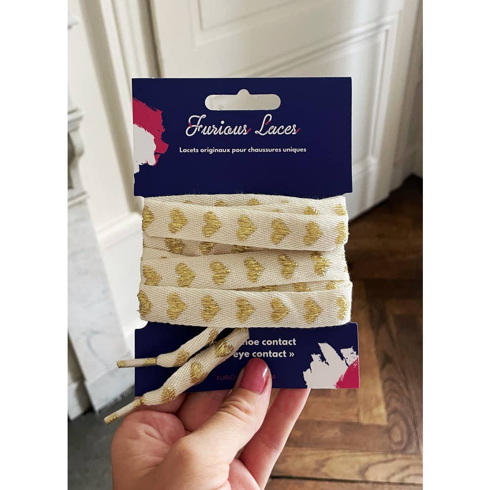Linen shoelaces and golden hearts for wholesale by furiouslaces