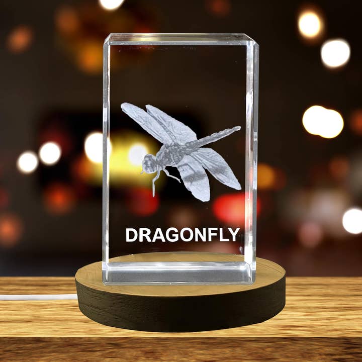 Recognition 3D Engraved Crystal Dragonfly Nature Mesmerizing for wholesale by AB Crystal Collection