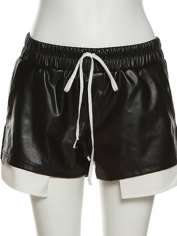Short en similicuir à taille élastique MB FASHION 5423R pour la vente par MB Fashion Wholesale