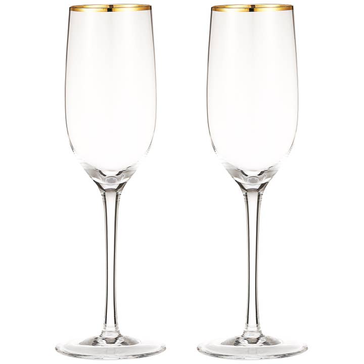 Berkware Crystal Champagne Flutes with Gold tone Rim for wholesale by Cheer Collection