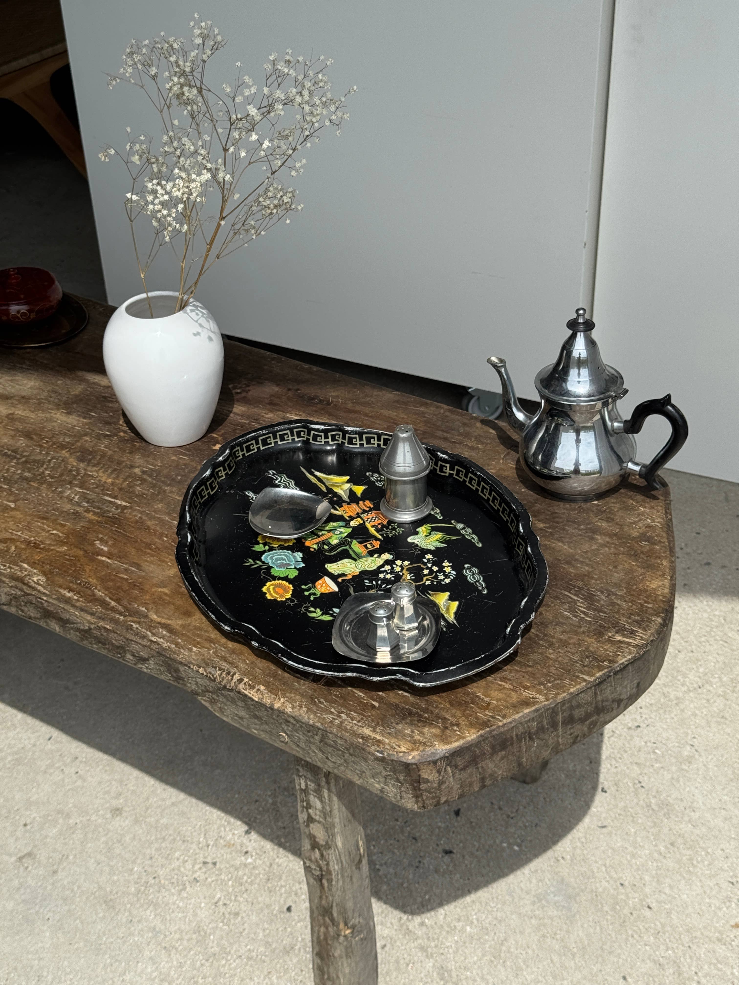 Office Objets - Wholesale Decorative Tray - Vintage black tray Asian theme L4410