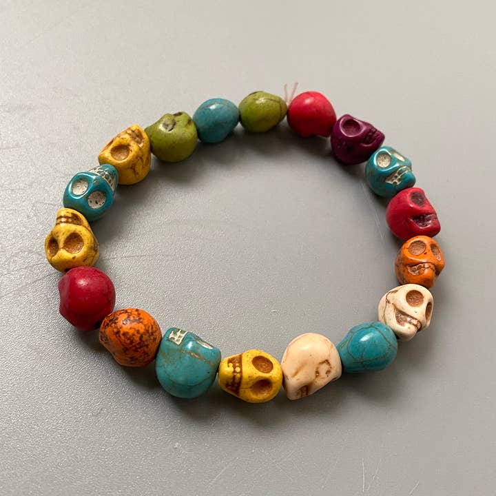 VIE - Wholesale Beaded Bracelet - Skull Bracelet, Dyed Howlite9