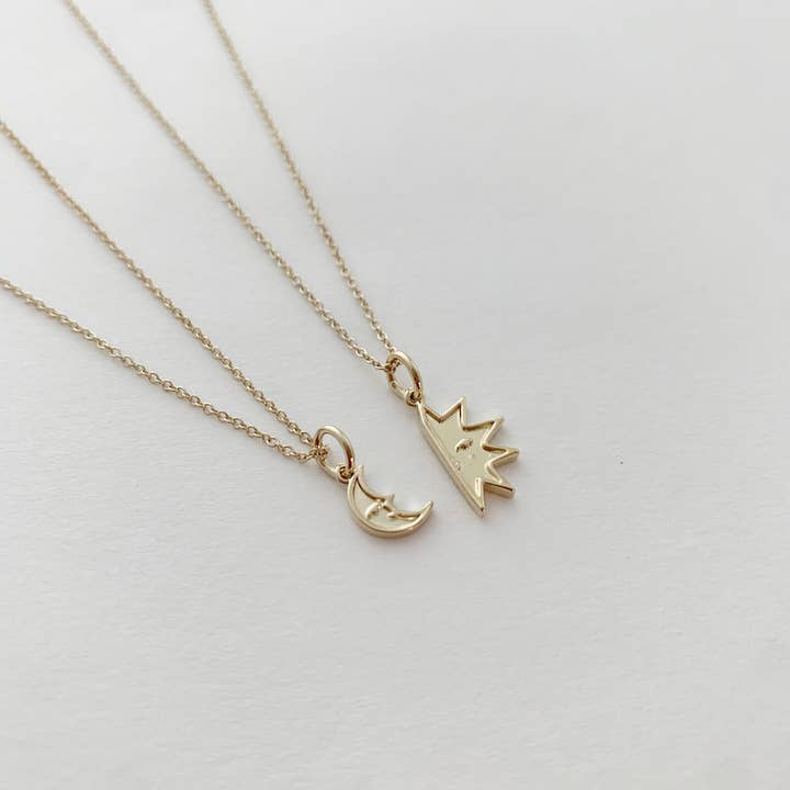 Honeycat Jewelry - Wholesale Pendant/Charm Necklace - BFF My Sun and Moon Necklace Duo