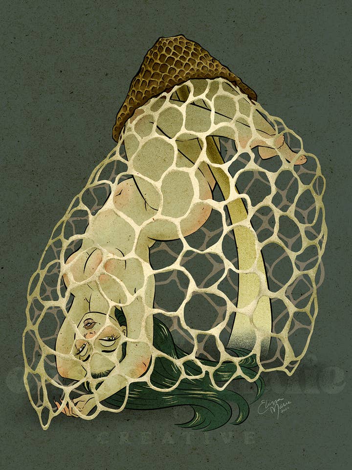 Veiled Lady Mushroom Pinup 8x10 Art Print | fungi | witchy for wholesale by Elissa Marie Creative
