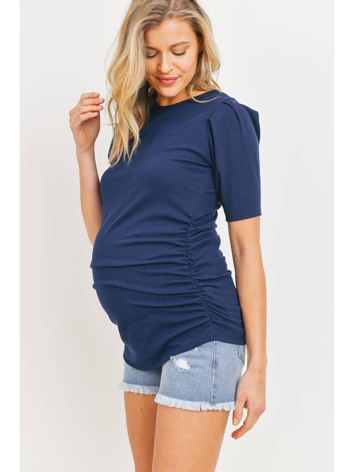 Hello Miz - Wholesale Top - Maternity - Ruched Puff Short Sleeve Maternity Top25