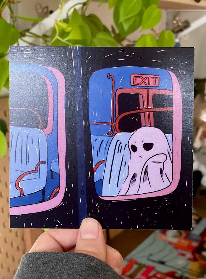 Paper Rat Illustrations - Wholesale Art Print - Moody Ghost on an Empty Train Illustration 8x84