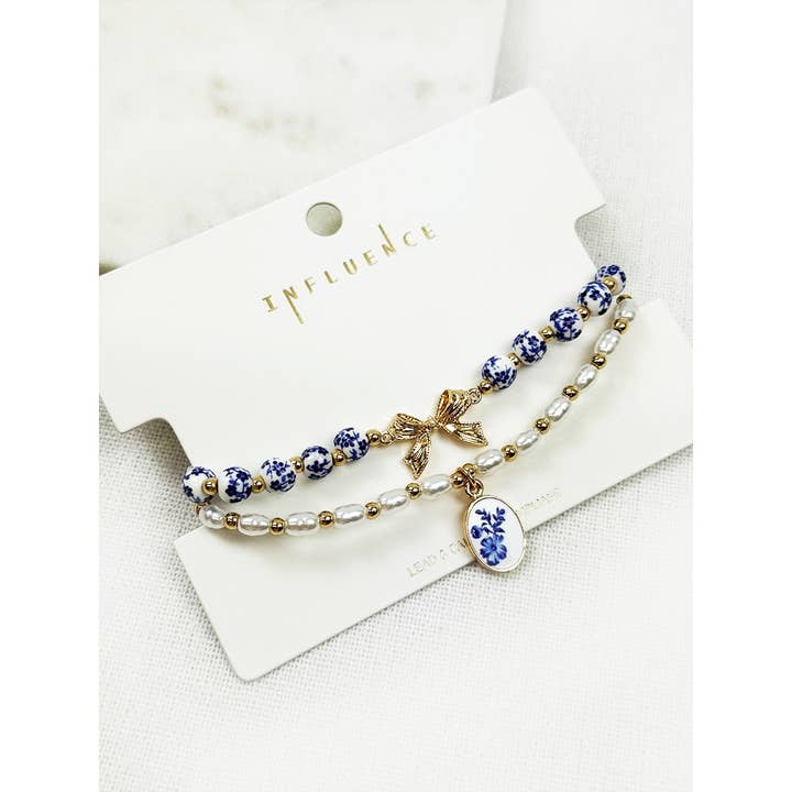 Love and Repeat - Wholesale Beaded Bracelet - Oval Shapped Charm with Cermamic Bead Bracelet