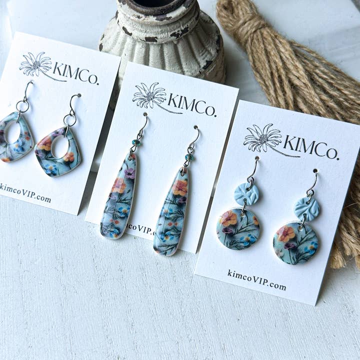 Polymer Clay Earrings - Everyday - 3D Flowers for wholesale by KIMCo.