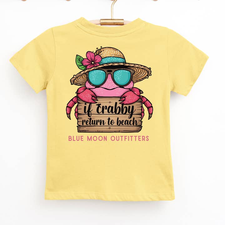 Crabby Return Beach- Youth Summer Printed Graphic Tee for wholesale by Blue Moon Outfitters