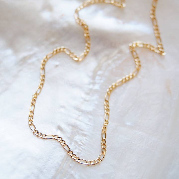 Ke Aloha Jewelry - Wholesale Link & Chain Necklace - Gold Filled Dainty Figaro Chain Necklace - Halani