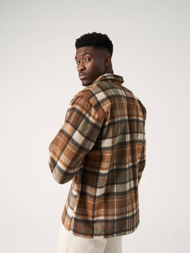 The Flannel Jacket / Brown for wholesale by Rode To No Wear