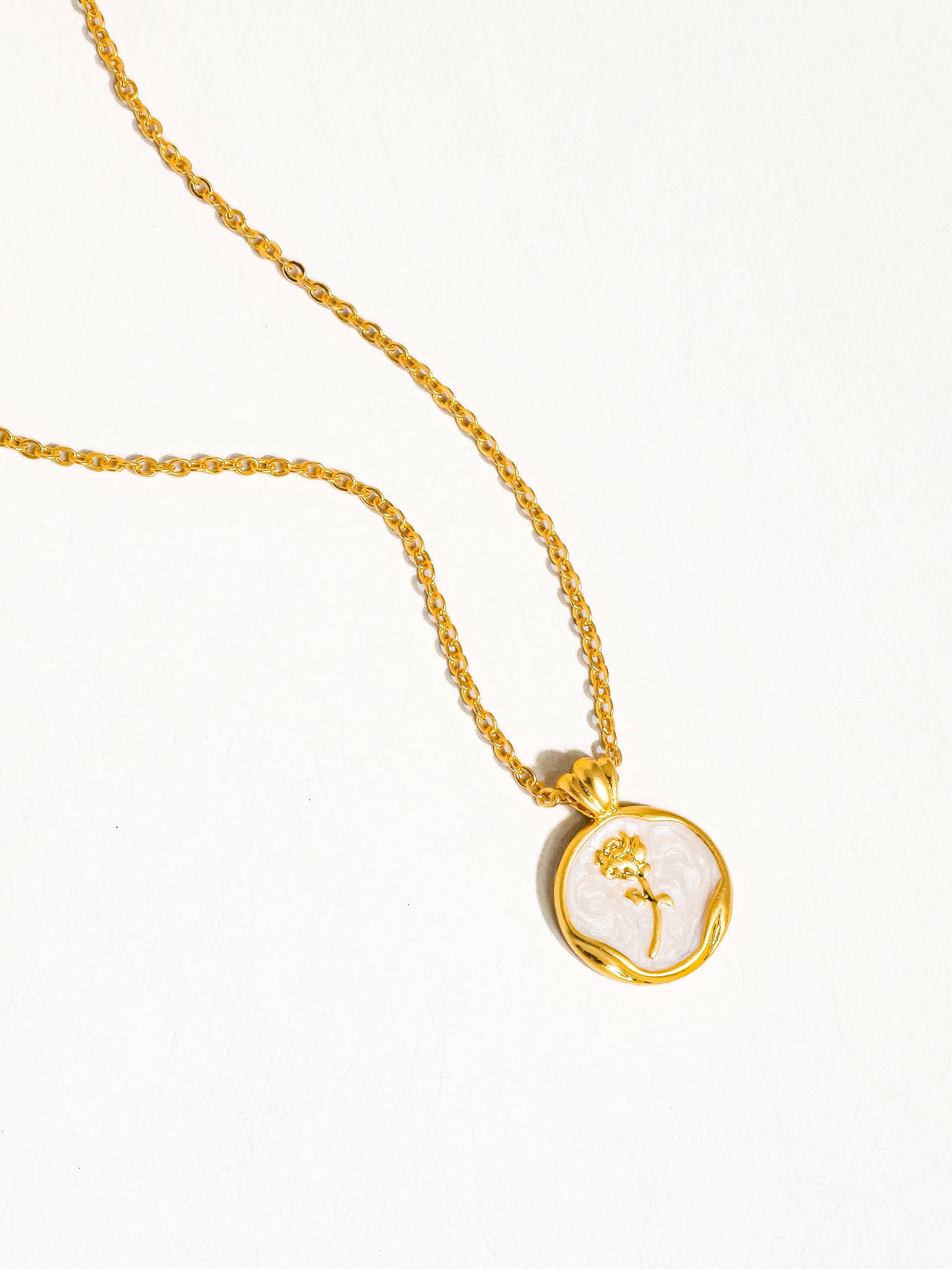 Mallory 18K Gold Rose Coin Pendant Necklace for wholesale on Faire1