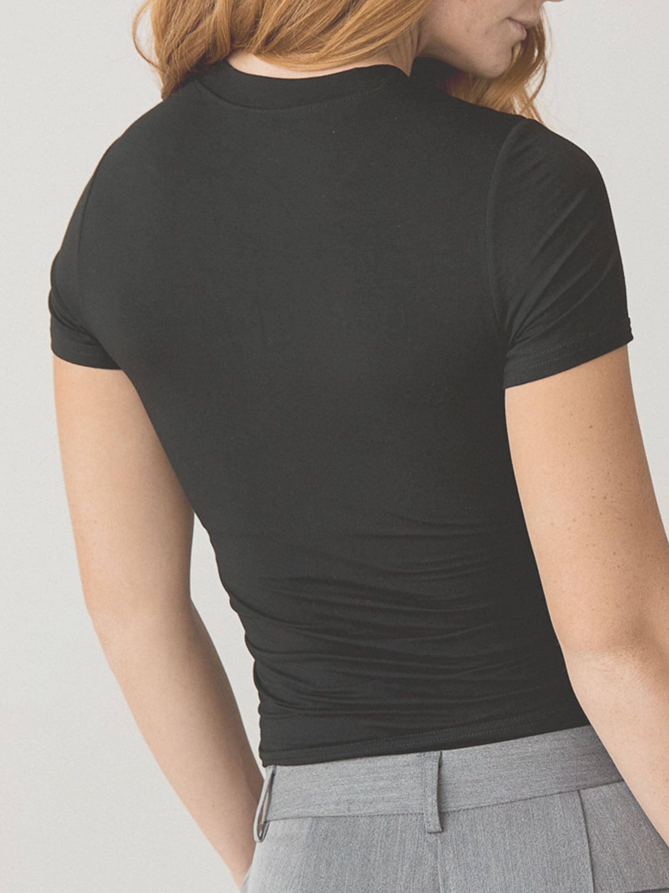 Klassy - Wholesale T-Shirt - Women's - Solid Crew Neck Braless T-Shirt11