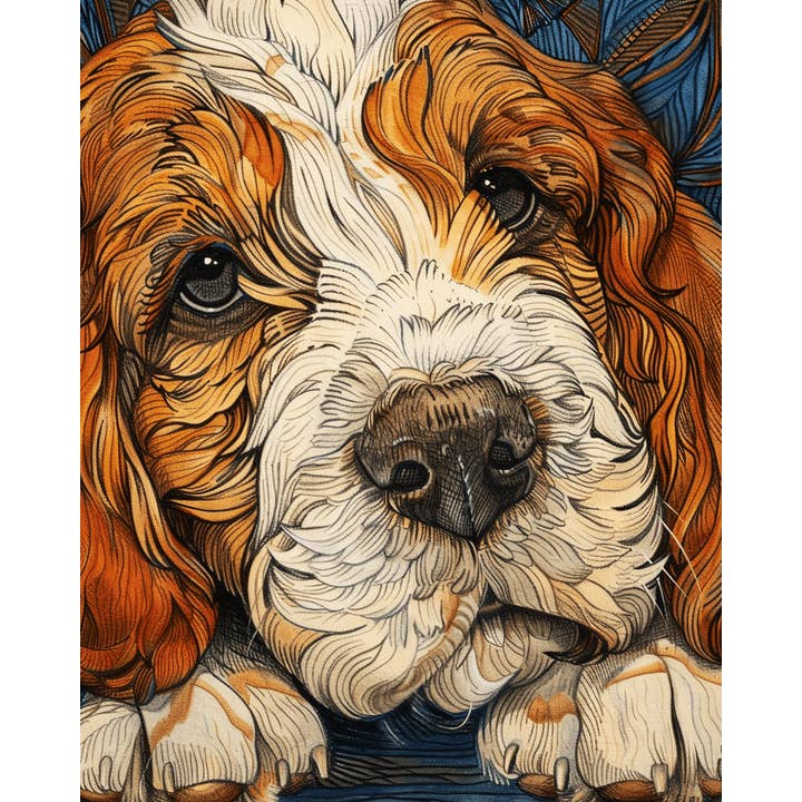 Mowbi - Venta al por mayor Ilustración - Lámina artística impresionista Petit Basset Griffon Vendéen de 8 x 10 pulgadas
