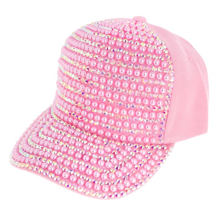 SP Sophia Collection - Wholesale Baseball Cap - Women's - Iridescent Rhinestone & Pearl Bling Baseball Cap5