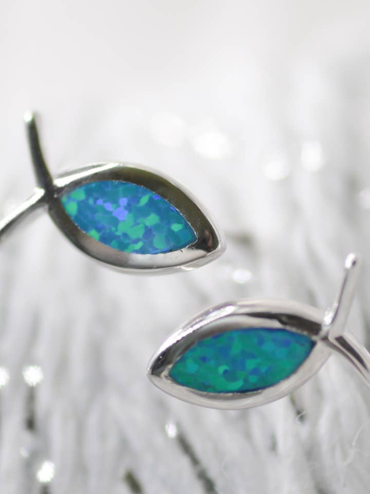 Ichthus Blue Opal Earrings - Eden Merry Earrings for wholesale by Eden Merry Jewelry by James Lawrence