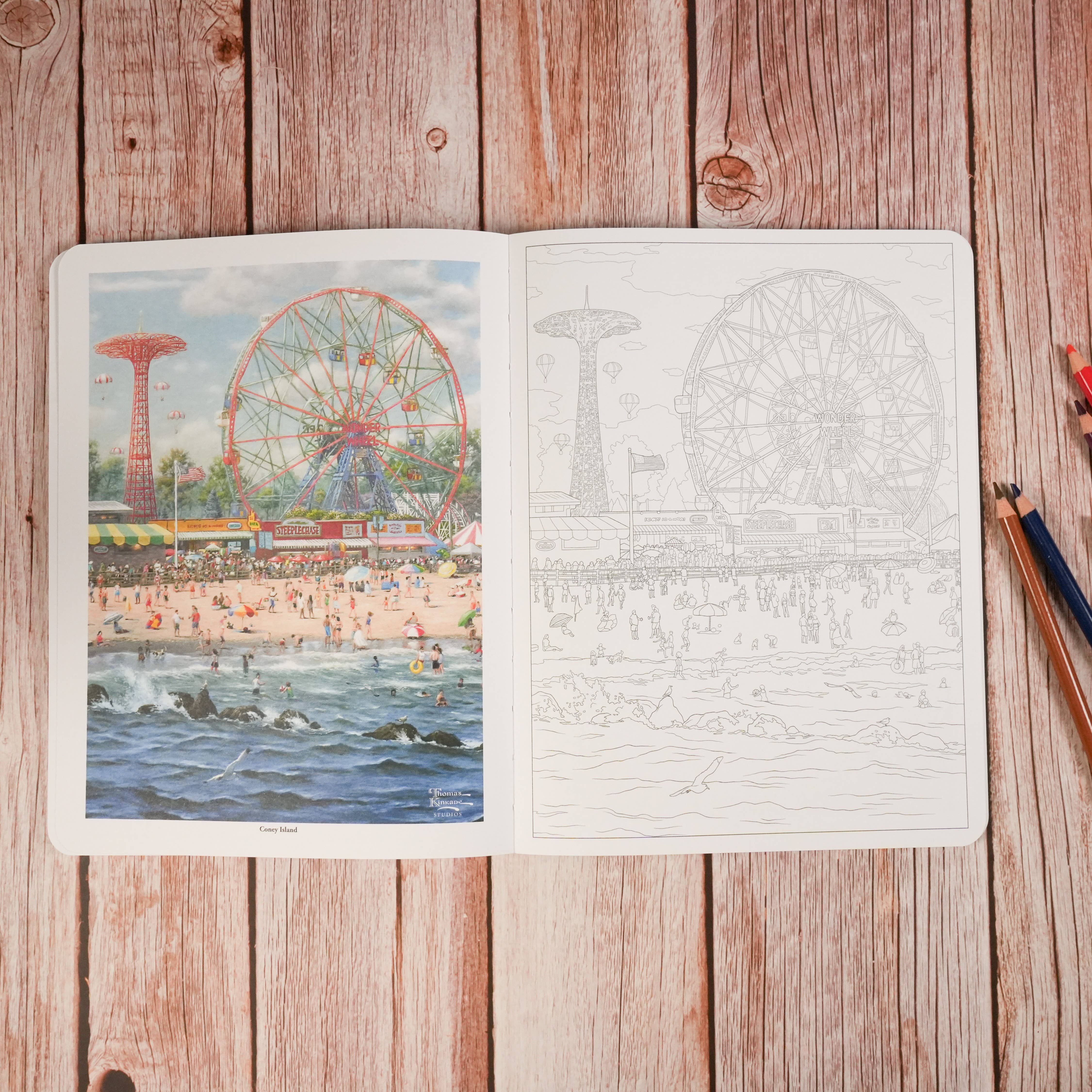 Simon & Schuster - Wholesale Coloring & Activity Book - Adult - Thomas Kinkade Studios Inspired Destinations by Thomas Kinkade Studios5