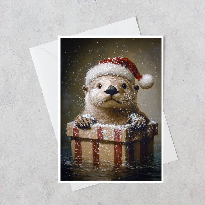 An Otter-ly Merry Christmas to You Blank Card 176AS for wholesale by Salty Alyce