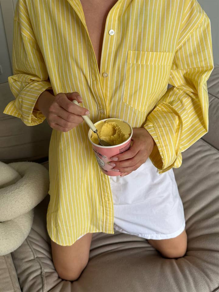 Yellow Striped Button-Up Shirt for wholesale on Faire