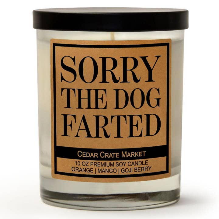 Sorry The Dog Farted | Funny Candles for Dog Mom's and Dad's for wholesale by Cedar Crate Market